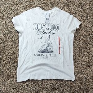 Doe | Boston Harbor Sailing Club Graphic Tee - White with Navy Print
